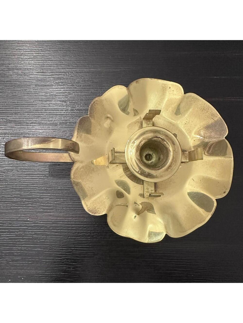 Vintage Carter Craft Solid Brass Chamberstick Candle Holder Floral Handle EUC